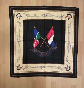 Vintage Ralph Lauren Polo Sailing Crossflag Silk Scarf Cross Flags - Picture 1 of 3