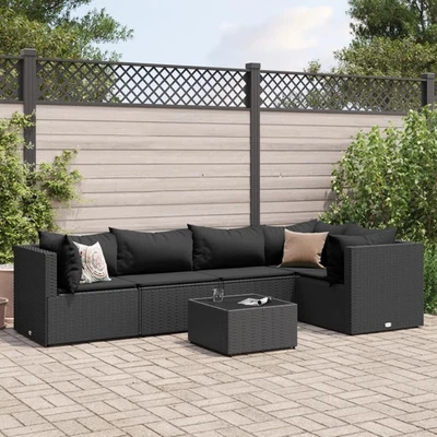 Conjunto lounge pátio preto PE rattan apoio de braço ajustável médio - Imagem 1 de 4