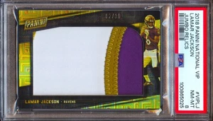 2018 Panini National VIP Lamar Jackson RC PATCH GOLD #/10 Jumbo Relic PSA 8 SSP - Picture 1 of 2