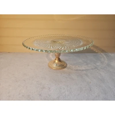 De Colección Duchin Creation Plata Esterlina Pedestal Pesado Pastel Plato Hobnail 10.5" Foto 1 de 4