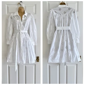 Karen Millen White Broderie 100% Cotton Summer Dress 6/8 - Picture 1 of 5