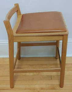 Adriano Designs Oak And Tan Chair Low Stool - Picture 1 of 10