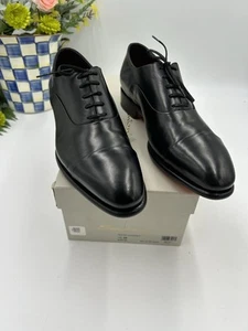 Men’s Santoni “Iassac” cap Toe smooth leather Oxford size 9 made in Italy - Picture 1 of 16