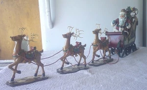 HERE COMES WEIHNACHTSMANN ALTE WELT FIGUR MIT 3 RENTIEREN & SCHLITTEN - EINFACH WUNDERSCHÖN - Bild 1 von 16
