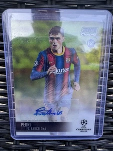2020 Topps Stadium Club Chrome UCL Auto Neon Green Pedri RC /99 Rookie - Picture 1 of 2