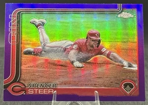 2025 Topps Chrome Purple Refractor #174 Spencer Steer /250 Cincinnati Reds - Picture 1 of 2