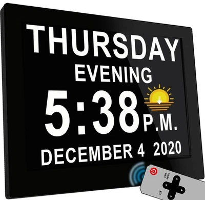 8 Inch Large Dementia Clock 19 Alarms with Auto DST, 20 Custom Reminders,10 L... - Image 1 of 4