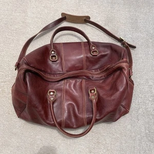 Floto Leather Duffle Bag Handmade in Italy Brown Travel Weekender Carry On Large - Picture 1 of 8