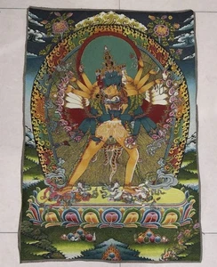 Mural 36" Tibetano Tela Seda Budismo Kalachakra Buda Tangka Thangka - Imagen 1 de 4
