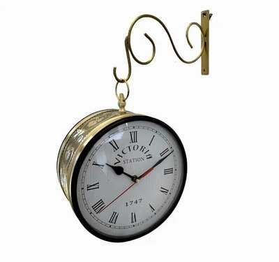 Reloj Estilo Vintage Náutico 6" Estación Victoriana Doble Cara Decoración de Pared Hogar Foto 1 de 4