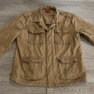 Vintage Izod Luxus Sport Chore Jacke beige hellbraun Taschen Herren XXL Bauernhofjacke - Bild 1 von 8