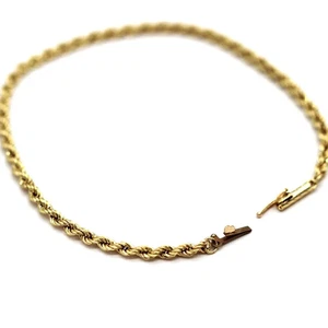 10k Yellow Gold Rope Chain Bracelet 7.5 inch - Picture 1 of 8