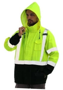 Hi Vis Rain Jacket, Rain Suits for Men Waterproof withBlack Bottom, Rain - Picture 1 of 7