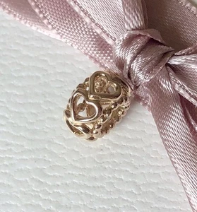 Authentic Pandora Openwork Heart 14k Gold Lucky In Love Spacer Charm 750813 - Picture 1 of 3