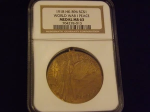 1918 World War I Peace Medal NGC MS 63 - Picture 1 of 2