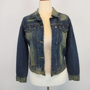 Steve & Barry Womens Medium Trucker Denim Jacket Cotton Distressed Cowgirl Ranch - Picture 1 of 16