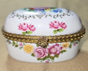 Porzellan Dominique Design Floral Handbemalt Pille Schmuck Schale mit Goldrand... - Bild 1 von 8