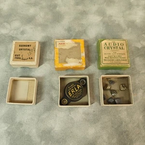 Vintage 20er Jahre ERLA Fixed Crystal Detector + Clausen Audio Crystal Boxen Lot - Bild 1 von 8