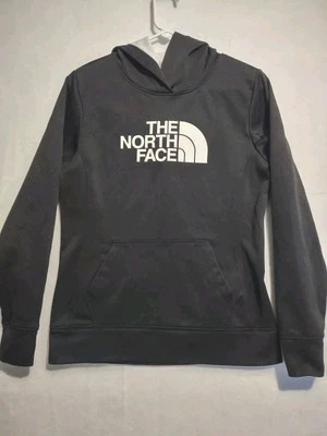 THE NORTH FACE WOMENS SWEATER MEDIUM BLACK HOODIE PULLOVER BIG LOGO - Image 1 of 4