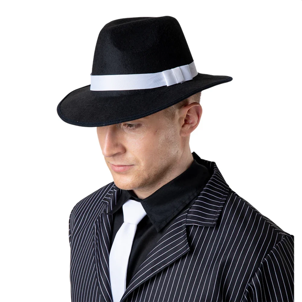 Gangster-Hut Im 1920er Style – Schwarz Mit Nadelstreifen, One Size, Für Damen & Herren