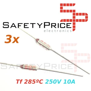 3x THERMAL FUSE FUSIBLE TERMICO TF 285C 250V 10A 285ºC RY-285 - Imagen 1 de 1