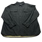 Vintage Heavyweight Flannel Shirt Size XXL 2XL Charcoal Beige Thick Overshirt