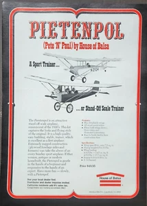 Pietenpol Sport Trainer Flugzeug Haus Balsa Ephemera Wandbild Deko - Bild 1 von 1