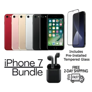 Apple iPhone 7 Unlocked 128GB Jet Black with Tempered and Earbuds (Excellent) - Picture 1 of 5