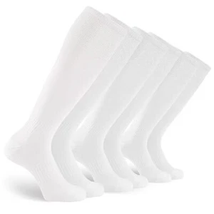 3 Pairs Soccer Football Socks for Youth Baseball Softball Socks Large White - Picture 1 of 8