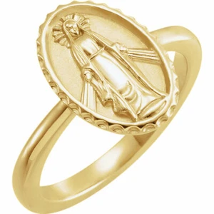 Miraculous Medal Ring In 14K Yellow Gold - Imagen 1 de 2