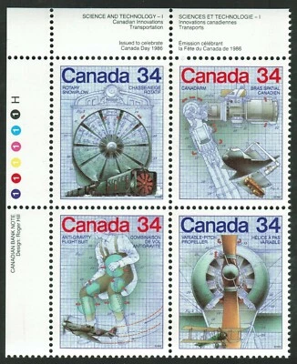 Canada sc#1102a Canada Day: Science & Technology - 1, UL CBN Plate Block Mint-NH - Image 1 of 2