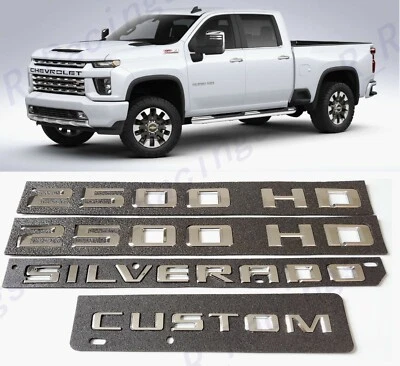 Portas cromadas 2500HD tampa traseira Silverado emblemas personalizados 2019+ Silverado 2500 - Imagem 1 de 4