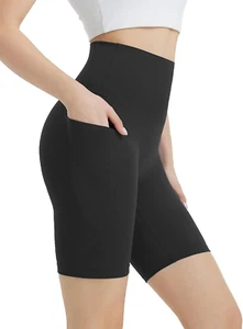 Women'S 8" Biker Shorts Super High Waisted Tummy Control Yoga Workout Gym Short - Picture 1 of 12