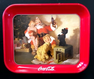 Bandeja de metal Coca Cola 1986 Santa Claus - Haddon Sundblom artista Navidad - Imagen 1 de 3