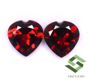 8x8 mm Certified Natural Red Garnet Heart Shape Cut Pair 4.45 CTS Loose Gemstone - Picture 1 of 5