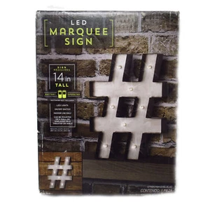 NEW 14" Rustic LED Battery Operated Hashtag Hash Tag Metal Marquee Light Sign - Picture 1 of 3