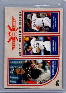 2018 Topps Big League #309 G Stanton / N Arenado / M Ozuna SN100 Rainbow Foil VG - Picture 1 of 2
