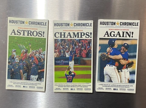 Houston Astros Magnets * 2022 World Series Newspaper *Free Sticker* Cover