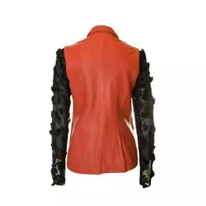Benedetta Novi Mesh Flwr Slv Lthr Jacket - Picture 1 of 11