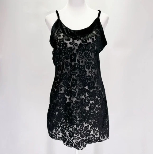 UNDERCOVER Abito slip vintage piccolo Victoria's Secret oro etichetta velluto trasparente schiena bassa