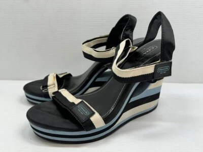 Sandalias Coach Mylar vintage con correas recortadas de cuña talla 8M Foto 1 de 4