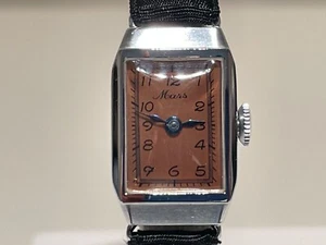 VINTAGE NOS RARE SMALL WW2 ERA MILITARY STYLE RECTANGLE LADIES SWISS WATCH"MARS" - Picture 1 of 12