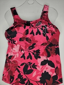 Swimsuits For All Beach Belle Size 14 Tankini Swim Top Floral Pink Black NEW - Picture 1 of 7