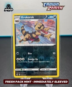 Krokorok 079/159 Pokémon Holo Inverso JCC: Tarjeta Crown Zenith COMO NUEVA ENVIADA HOY - Imagen 1 de 2