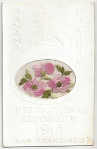 PPIE San Francisco California Expo, Native American Indian, Woven in Silk Flower - Picture 1 of 2