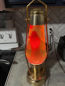 Vintage Lava Lamp Brass Coach Lantern - Coachlite Red Clear 1960 1970 Groovy