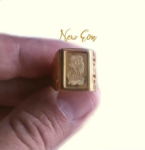 1 Gram Lady Fortuna Ring, Swiss Gold Ring, PAMP Suisse Ring, Gold Bar Ring Cover