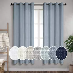 Blue Sheer Curtains 63 Inch Length for Living Room 2 Panels Home Fashion Semi Bl - Picture 1 of 8