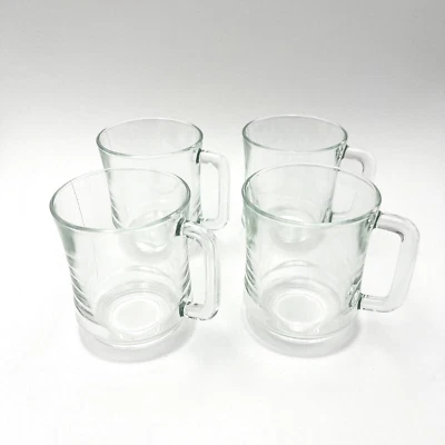 Duralex Francia Juego de 4 tazas de té de café de vidrio transparente tazas apilables con mango 10 oz Foto 1 de 4