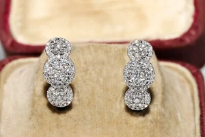18k White Gold Natural Diamond Decorated Pretty Earring - Picture 1 of 12
